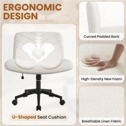 Yaheetech Fabric Swivel Desk Chair With Wheels - Beige - thumbnail 7