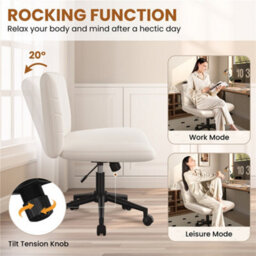 Yaheetech Fabric Swivel Desk Chair With Wheels - Beige - thumbnail 5