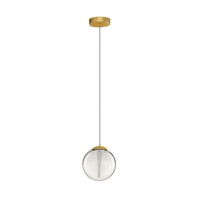 Luminosa Lighting Luminosa Galeo Globe Pendant Ceiling Light Clear, Sandy Gold Triac Dimmable Led 7W 506Lm 3000K - image 1