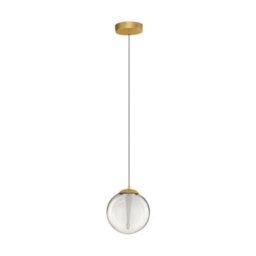 Luminosa Lighting Luminosa Galeo Globe Pendant Ceiling Light Clear, Sandy Gold Triac Dimmable Led 7W 506Lm 3000K