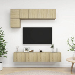 Berkfield 5 Piece Tv Cabinet Set Sonoma Oak Engineered Wood - thumbnail 1