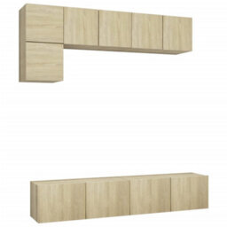 Berkfield 5 Piece Tv Cabinet Set Sonoma Oak Engineered Wood - thumbnail 2
