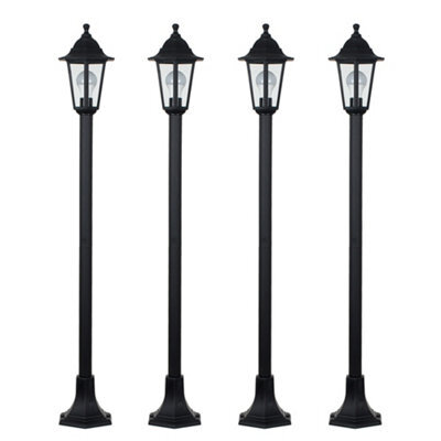 Valuelights Mayfair 4 X Traditional Victorian Style 1.2M Black Ip44 Outdoor Garden Lamp Post Bollard Lights With Led Gls Bulbs - image 1