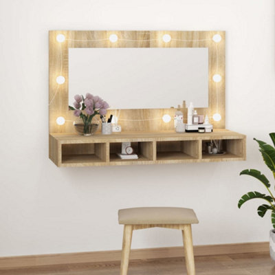 Berkfield Mirror Cabinet With Led Sonoma Oak 90X31.5X62 Cm - image 1