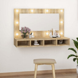 Berkfield Mirror Cabinet With Led Sonoma Oak 90X31.5X62 Cm - thumbnail 1