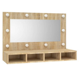 Berkfield Mirror Cabinet With Led Sonoma Oak 90X31.5X62 Cm - thumbnail 3
