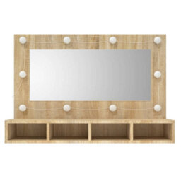Berkfield Mirror Cabinet With Led Sonoma Oak 90X31.5X62 Cm - thumbnail 4