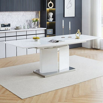 Furniture in Fashion Belmonte High Gloss Extending Dining Table Large In White - image 1