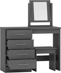 Seconique Nevada 4 Drawer Dressing Table Set 3D Grey Effect Including Stool And Mirror - thumbnail 2