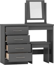 Seconique Nevada 4 Drawer Dressing Table Set 3D Grey Effect Including Stool And Mirror - thumbnail 7