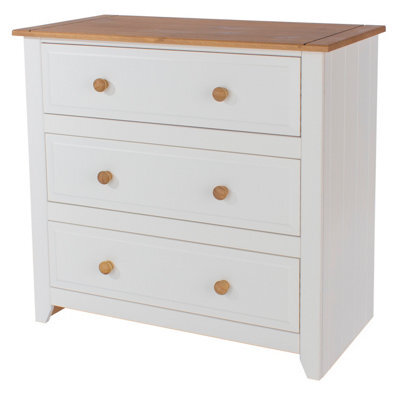 Core Products Capri 3 Drawer White Chest Of Drawers, H80.5Cm X W83.5Cm X D43.5Cm - image 1