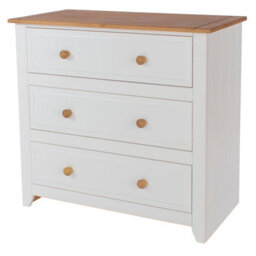 Core Products Capri 3 Drawer White Chest Of Drawers, H80.5Cm X W83.5Cm X D43.5Cm - thumbnail 1