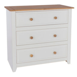 Core Products Capri 3 Drawer White Chest Of Drawers, H80.5Cm X W83.5Cm X D43.5Cm - thumbnail 3