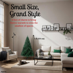 Evre Artificial Christmas Tree 4Ft 120Cm Extra Bushy 250 Tips Strong Metal Stand - 4/5/6/7/8 Ft Available - thumbnail 4
