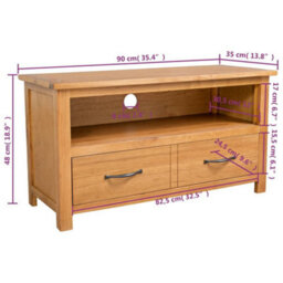 Walplus Tv Cabinet 90X35X48 Cm Solid Oak Wood - thumbnail 7