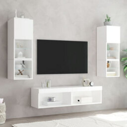 Berkfield Durable Tv Cabinet With Led Lights White 60X30X30 Cm - thumbnail 4