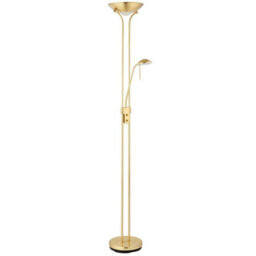 Mother & Child Floor Lamp Satin Brass 1.8M Twin Light Dimmer Flexible Reading - thumbnail 3