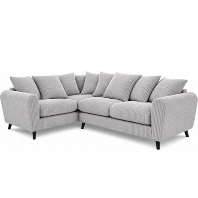 Sofaselectionuk Ltd Harlow Jumbo Cord Left Hand Dual Arm Corner Sofa, Modern Design In Silver - image 1