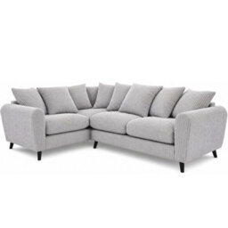 Sofaselectionuk Ltd Harlow Jumbo Cord Left Hand Dual Arm Corner Sofa, Modern Design In Silver - thumbnail 1