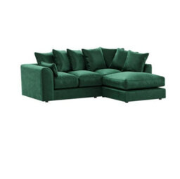 Plush Velvet 4 Seater Right Hand Corner Sofa Green