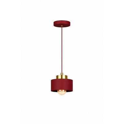 Luminosa Lighting Luminosa Simply Slim Pendant Ceiling Light Burgundy, Gold 1X E27 - image 1