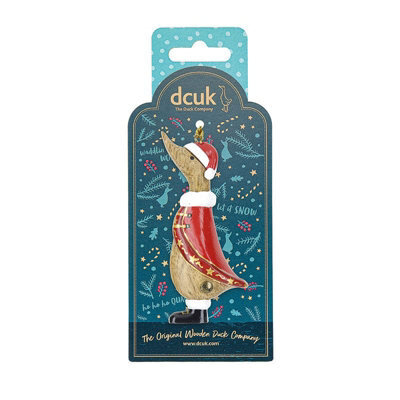 Dcuk Wooden Christmas Duck Tree Decoration - Natural Finish, Choice Of Santa Or Reindeer Designs, 11 X 3 Cm - image 1