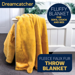 Dreamcatcher Blanket Throw Soft Faux Fur 160 X 130Cm Gold Fleece Overblanket Fluffy Blanket  For Sofa & Beds - thumbnail 3
