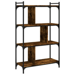 Berkfield Industrial Bookcase 4-Tier Smoked Oak 76X32X123 Cm Engineered Wood - thumbnail 1