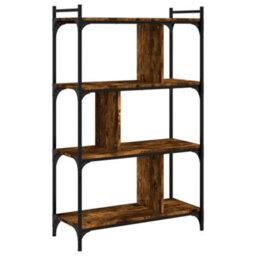 Berkfield Industrial Bookcase 4-Tier Smoked Oak 76X32X123 Cm Engineered Wood - thumbnail 6
