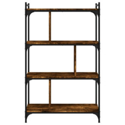 Berkfield Industrial Bookcase 4-Tier Smoked Oak 76X32X123 Cm Engineered Wood - thumbnail 4