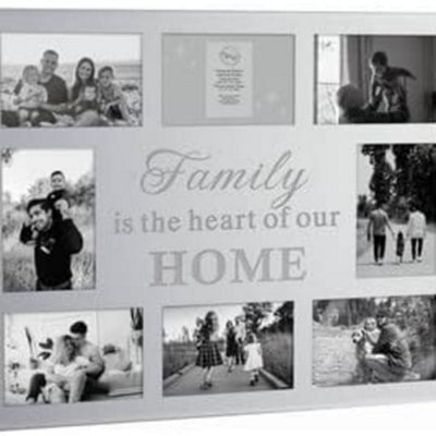 Biznest Silver 8 Photos Multi Picture Wall Frame Family Saying Collage Frame Photo Frame Glass 53X43Cm
