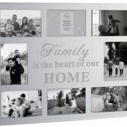 Biznest Silver 8 Photos Multi Picture Wall Frame Family Saying Collage Frame Photo Frame Glass 53X43Cm
