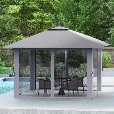 Costway 394 X 394 Cm Pop Up Gazebo Foldable Canopy Tent W/ Mesh Netting-Grey - image 1