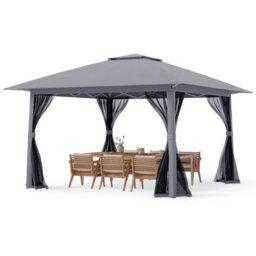 Costway 394 X 394 Cm Pop Up Gazebo Foldable Canopy Tent W/ Mesh Netting-Grey - thumbnail 2
