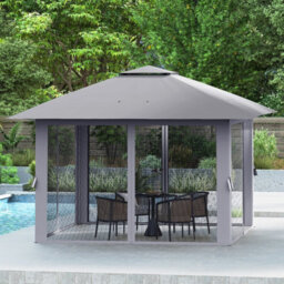 Costway 394 X 394 Cm Pop Up Gazebo Foldable Canopy Tent W/ Mesh Netting-Grey - thumbnail 1