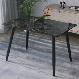Urbn-Living Urbnliving 120Cm Width 5 Pcs Ceramic Crimea Shinny Rectangle Table With Grey Chairs Set - thumbnail 3