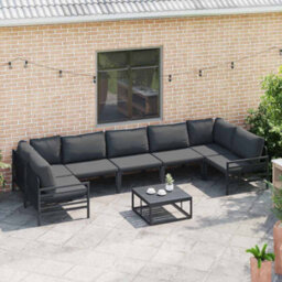 Berkfield Modern Garden Sofa Set 8 Pcs Anthracite Steel - thumbnail 3