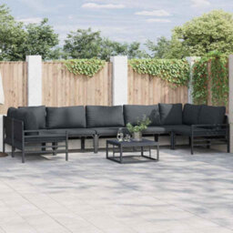Berkfield Modern Garden Sofa Set 8 Pcs Anthracite Steel - thumbnail 2