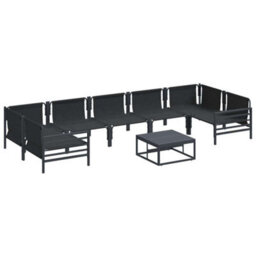 Berkfield Modern Garden Sofa Set 8 Pcs Anthracite Steel - thumbnail 6