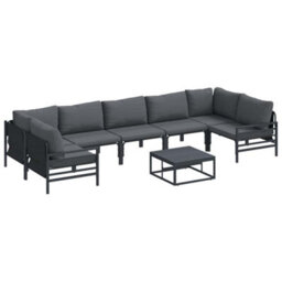 Berkfield Modern Garden Sofa Set 8 Pcs Anthracite Steel - thumbnail 1