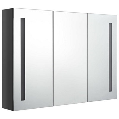 Berkfield Stylish Led Bathroom Mirror Cabinet 89X14X62 Cm Shining Grey - image 1