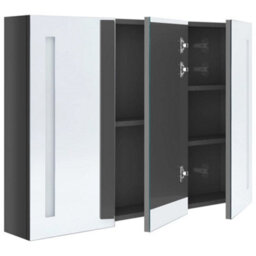 Berkfield Stylish Led Bathroom Mirror Cabinet 89X14X62 Cm Shining Grey - thumbnail 4
