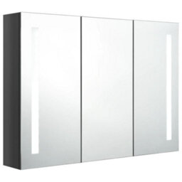 Berkfield Stylish Led Bathroom Mirror Cabinet 89X14X62 Cm Shining Grey - thumbnail 3