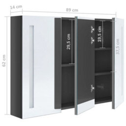 Berkfield Stylish Led Bathroom Mirror Cabinet 89X14X62 Cm Shining Grey - thumbnail 8