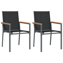 Berkfield Garden Chairs 2 Pcs Black 55X61.5X90 Cm Textilene And Steel - thumbnail 2