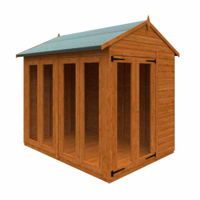 Buttercup Farm 8X6 Flex Apex Full Pane Summerhouse 12mm Flex - L238.8 X W175 X H23.32 Cm - Solid Wood/softwood/pine - Burnt Orange - image 1