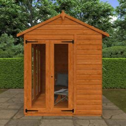 Buttercup Farm 8X6 Flex Apex Full Pane Summerhouse 12mm Flex - L238.8 X W175 X H23.32 Cm - Solid Wood/softwood/pine - Burnt Orange - thumbnail 4