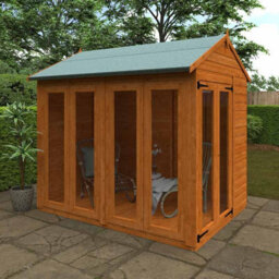 Buttercup Farm 8X6 Flex Apex Full Pane Summerhouse 12mm Flex - L238.8 X W175 X H23.32 Cm - Solid Wood/softwood/pine - Burnt Orange - thumbnail 6