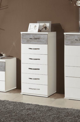 Amos Mann Furniture Maria White And Grey Narrow Chest Of Drawers - image 1
