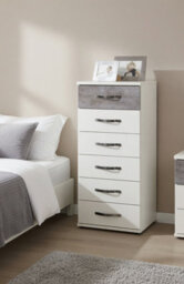 Amos Mann Furniture Maria White And Grey Narrow Chest Of Drawers - thumbnail 2